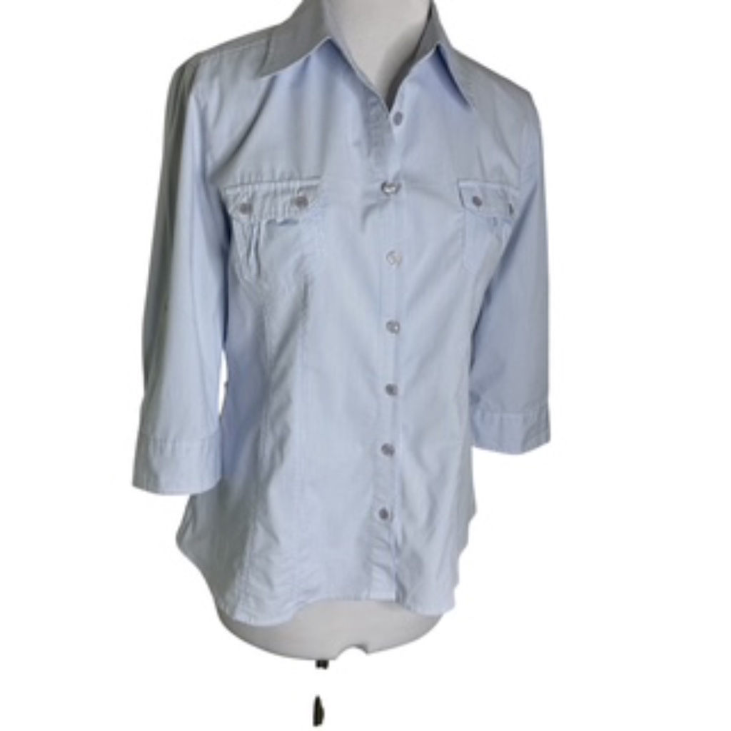 Apt 9 Essential Shirt In Blue/White Pinstripe With 2 Chest Pockets Size L